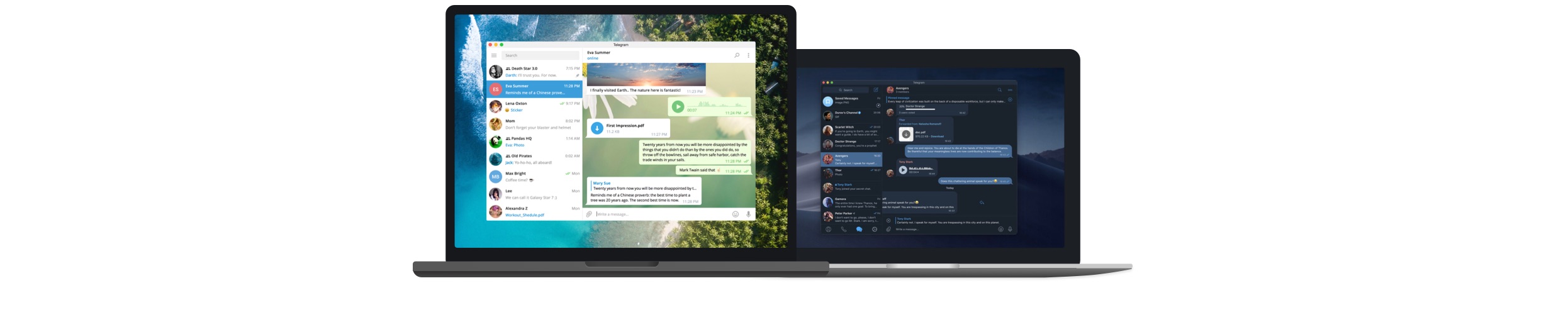 Telegram PC Linux 与 macOS 中文版本界面截图 - 桌面端聊天窗口